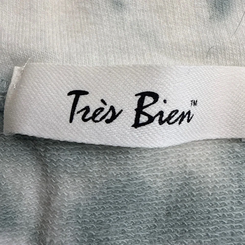 Tres Bien Womens Tie Dye Sweatshirt Grey White Spiral Crew Neck Pullover XL
